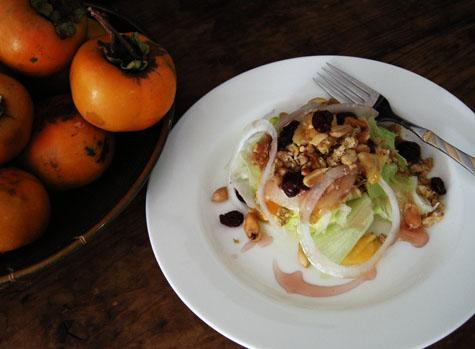 Persimmon & salmon Salad